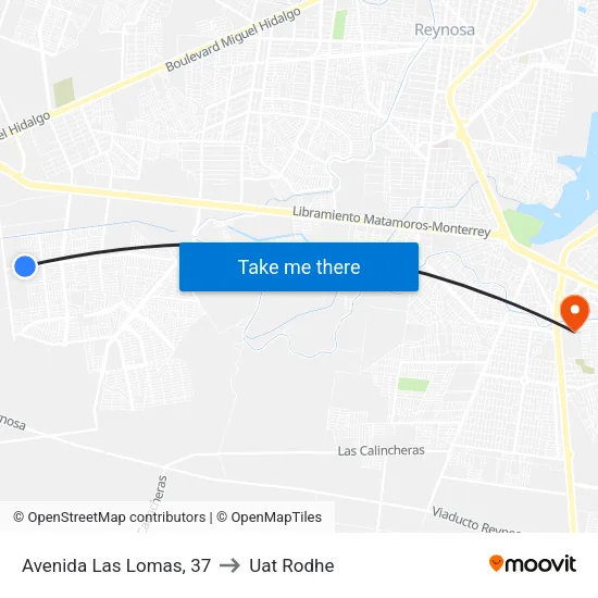 Avenida Las Lomas, 37 to Uat Rodhe map