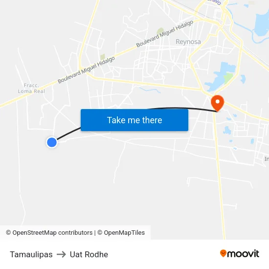 Tamaulipas to Uat Rodhe map