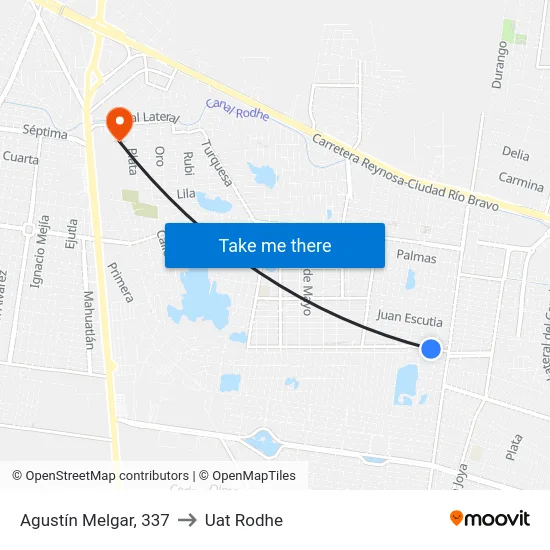 Agustín Melgar, 337 to Uat Rodhe map