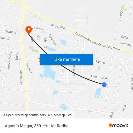 Agustín Melgar, 339 to Uat Rodhe map