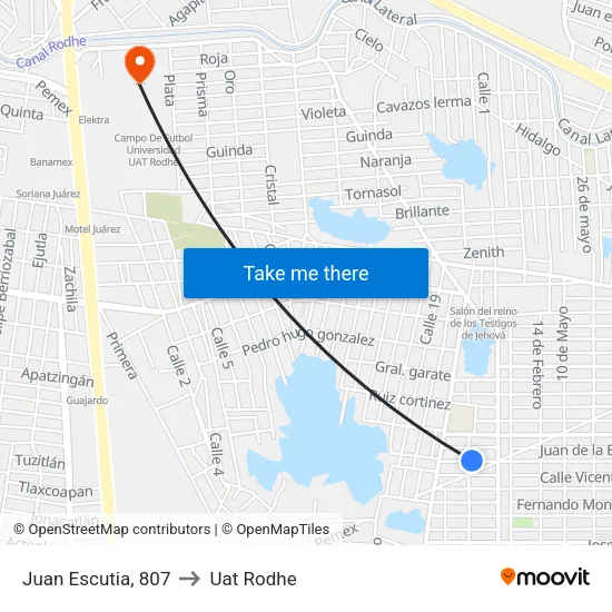 Juan Escutia, 807 to Uat Rodhe map