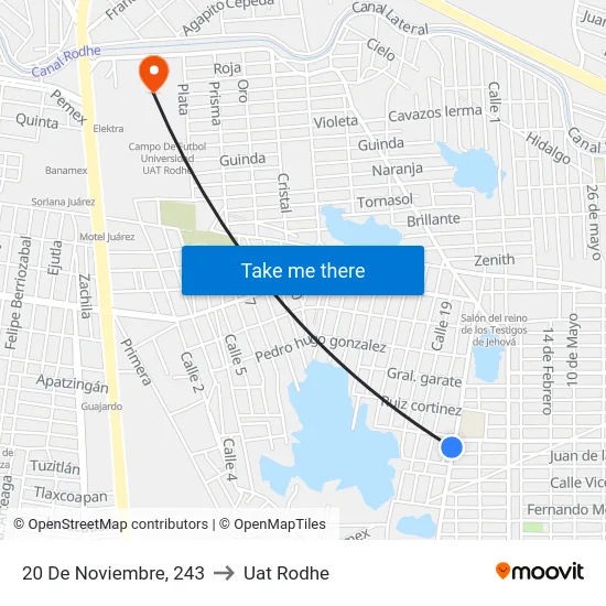 20 De Noviembre, 243 to Uat Rodhe map