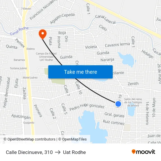 Calle Diecinueve, 310 to Uat Rodhe map