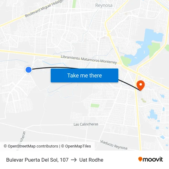 Bulevar Puerta Del Sol, 107 to Uat Rodhe map