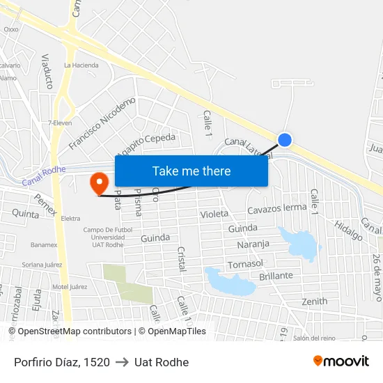 Porfirio Díaz, 1520 to Uat Rodhe map