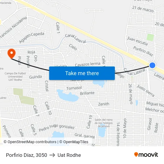 Porfirio Díaz, 3050 to Uat Rodhe map