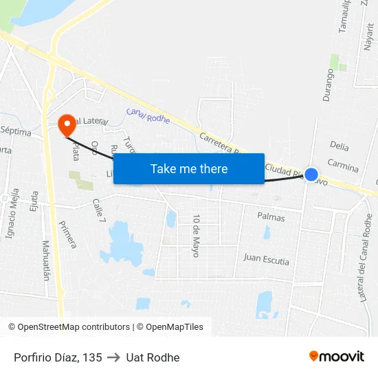 Porfirio Díaz, 135 to Uat Rodhe map