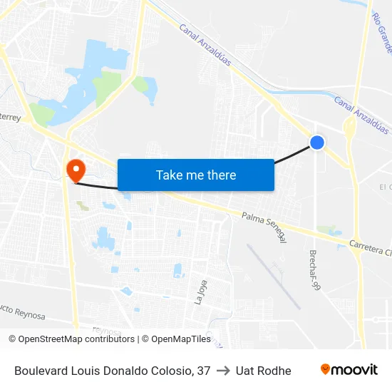 Boulevard Louis Donaldo Colosio, 37 to Uat Rodhe map