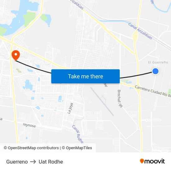 Guerreno to Uat Rodhe map