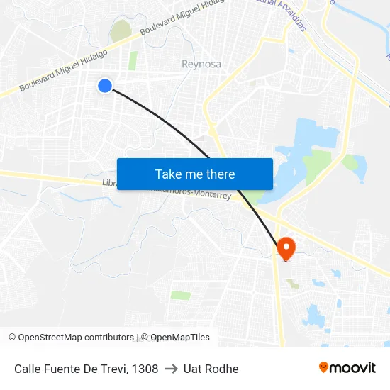 Calle Fuente De Trevi, 1308 to Uat Rodhe map