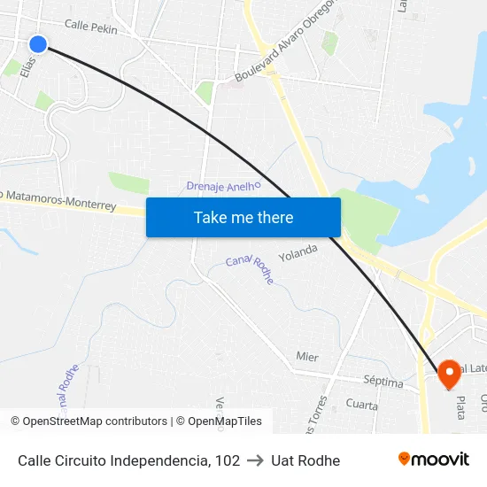 Calle Circuito Independencia, 102 to Uat Rodhe map