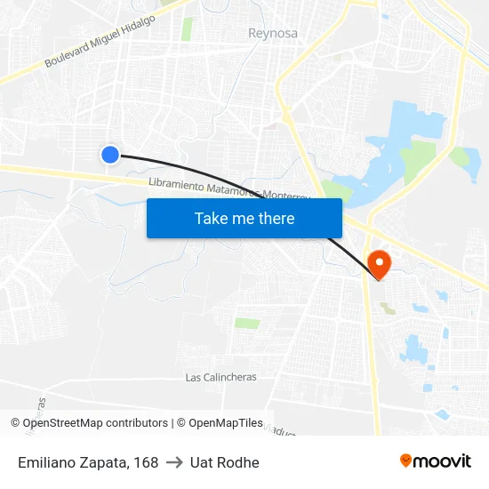 Emiliano Zapata, 168 to Uat Rodhe map