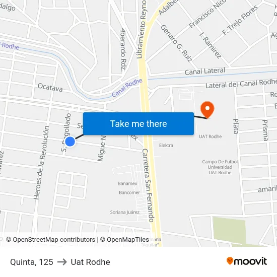 Quinta, 125 to Uat Rodhe map