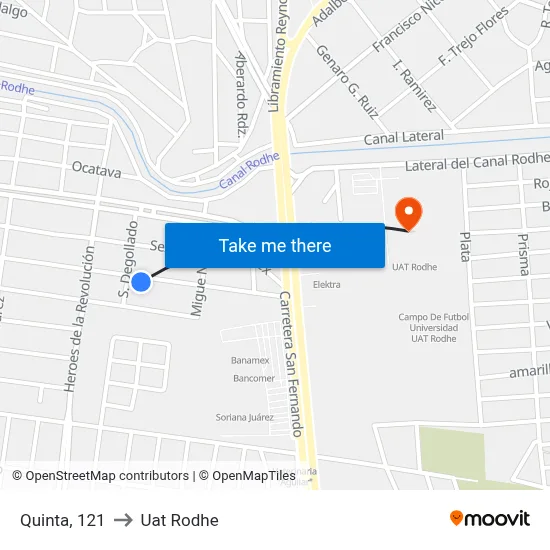 Quinta, 121 to Uat Rodhe map