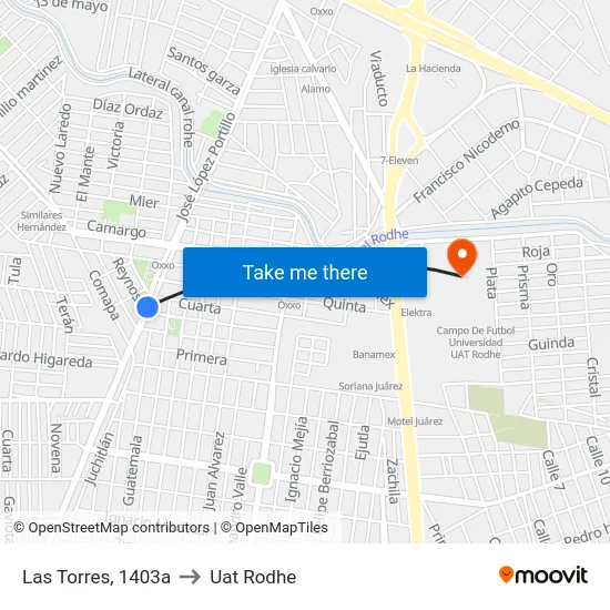 Las Torres, 1403a to Uat Rodhe map