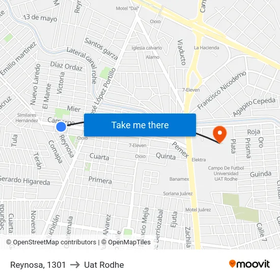 Reynosa, 1301 to Uat Rodhe map