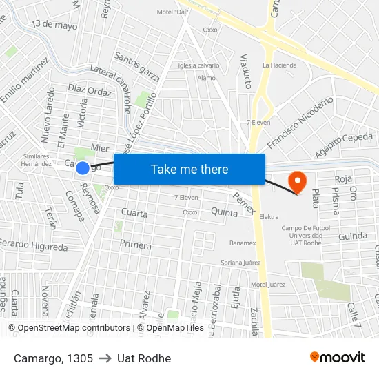 Camargo, 1305 to Uat Rodhe map