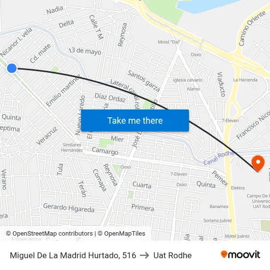 Miguel De La Madrid Hurtado, 516 to Uat Rodhe map