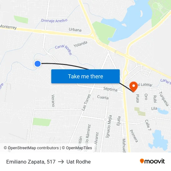 Emiliano Zapata, 517 to Uat Rodhe map