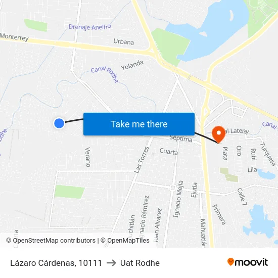 Lázaro Cárdenas, 10111 to Uat Rodhe map