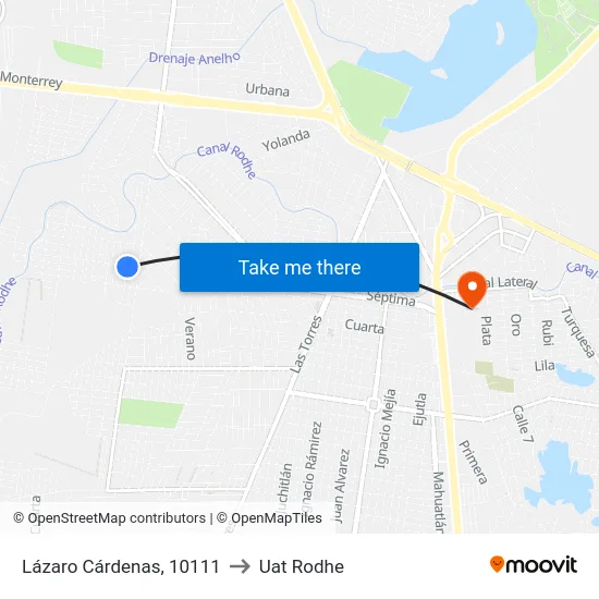 Lázaro Cárdenas, 10111 to Uat Rodhe map