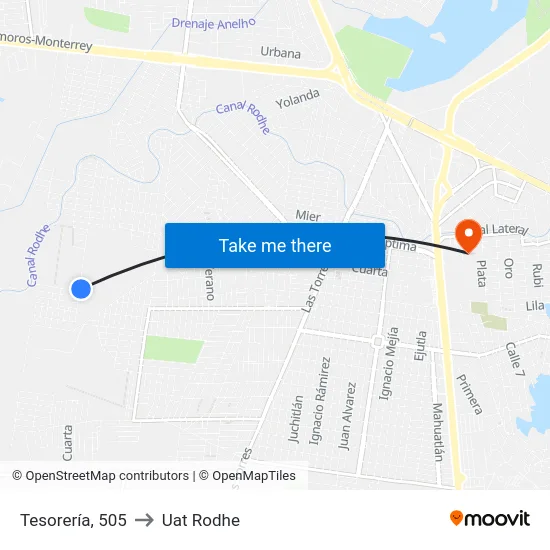 Tesorería, 505 to Uat Rodhe map