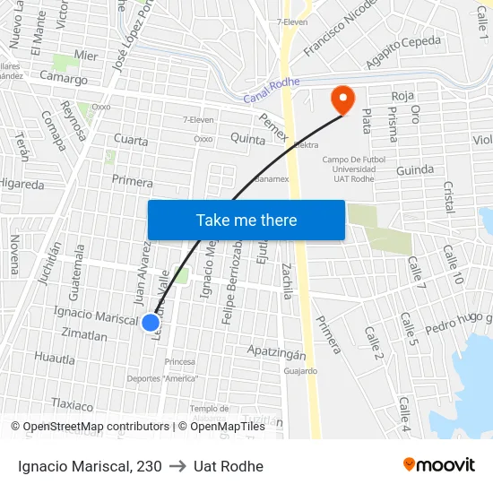 Ignacio Mariscal, 230 to Uat Rodhe map