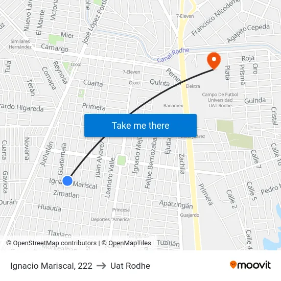 Ignacio Mariscal, 222 to Uat Rodhe map