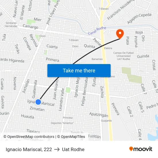 Ignacio Mariscal, 222 to Uat Rodhe map