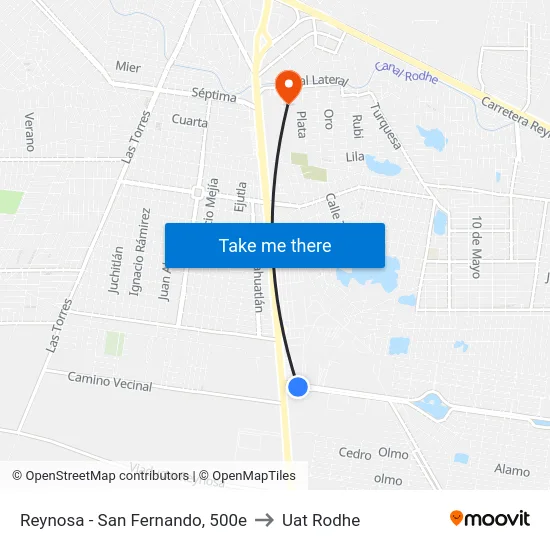 Reynosa - San Fernando, 500e to Uat Rodhe map