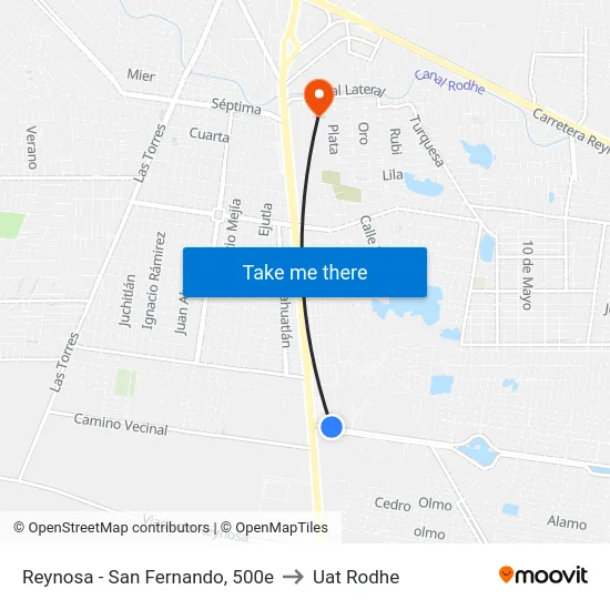 Reynosa - San Fernando, 500e to Uat Rodhe map