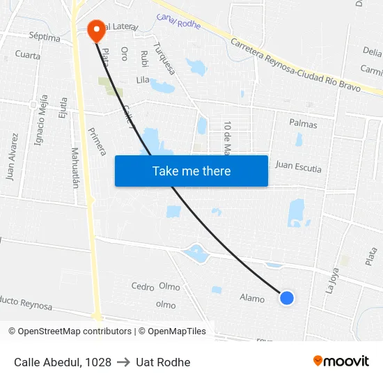 Calle Abedul, 1028 to Uat Rodhe map