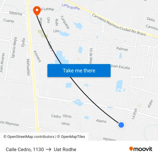 Calle Cedro, 1130 to Uat Rodhe map