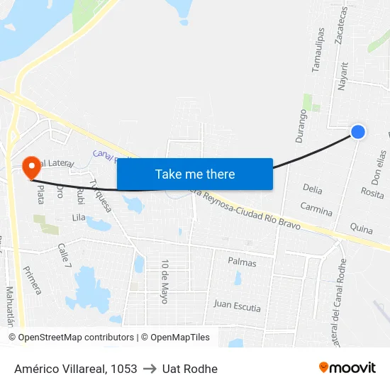 Américo Villareal, 1053 to Uat Rodhe map