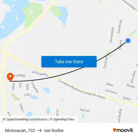 Michoacán, 732 to Uat Rodhe map