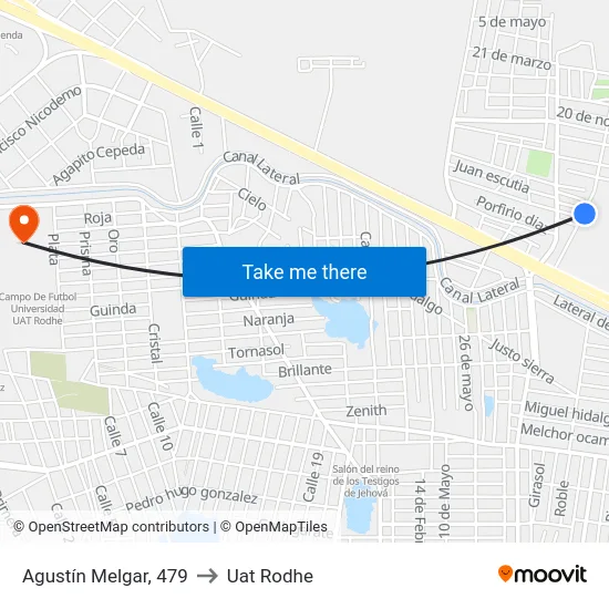 Agustín Melgar, 479 to Uat Rodhe map