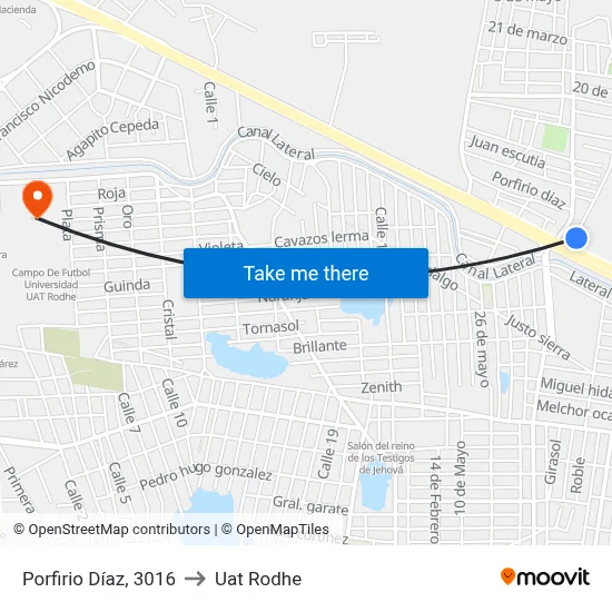 Porfirio Díaz, 3016 to Uat Rodhe map