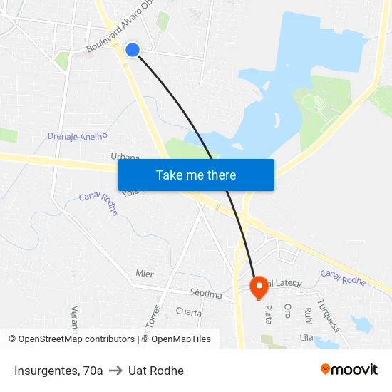 Insurgentes, 70a to Uat Rodhe map