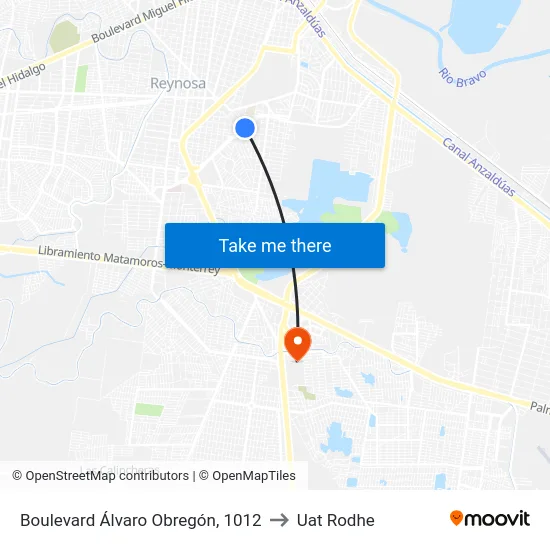 Boulevard Álvaro Obregón, 1012 to Uat Rodhe map