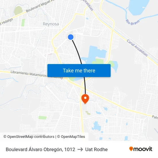 Boulevard Álvaro Obregón, 1012 to Uat Rodhe map