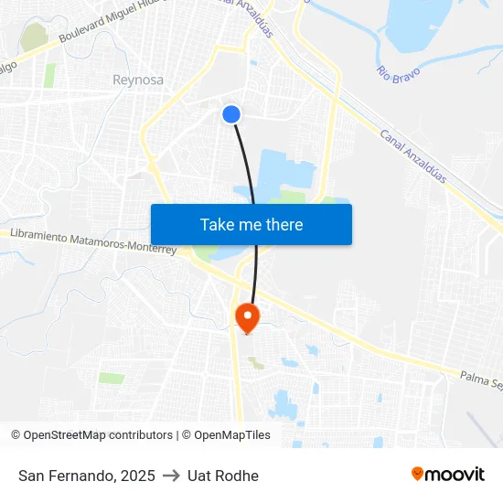 San Fernando, 2025 to Uat Rodhe map