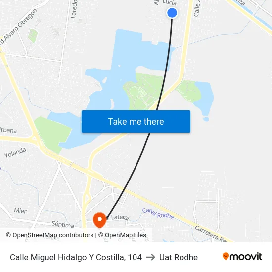 Calle Miguel Hidalgo Y Costilla, 104 to Uat Rodhe map