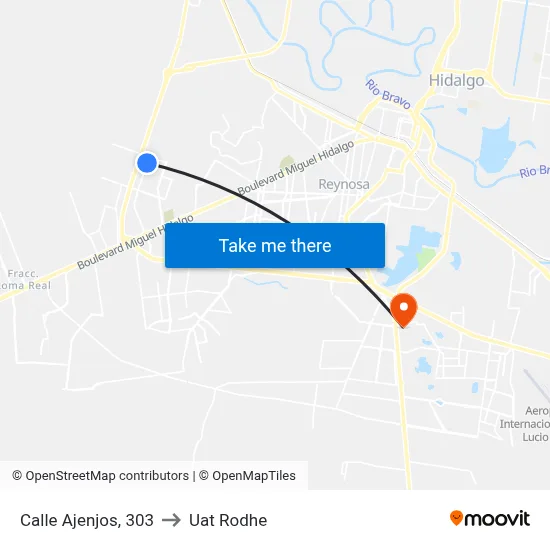 Calle Ajenjos, 303 to Uat Rodhe map