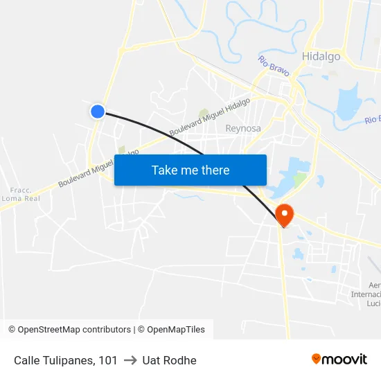 Calle Tulipanes, 101 to Uat Rodhe map