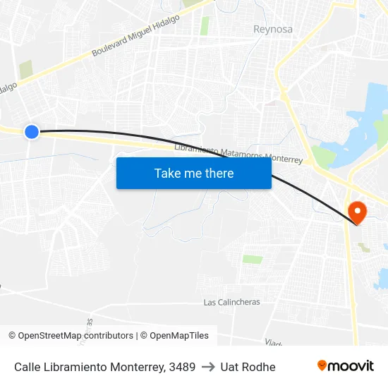 Calle Libramiento Monterrey, 3489 to Uat Rodhe map