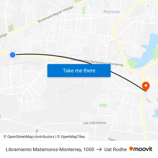 Libramiento Matamoros-Monterrey, 1000 to Uat Rodhe map