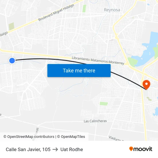 Calle San Javier, 105 to Uat Rodhe map