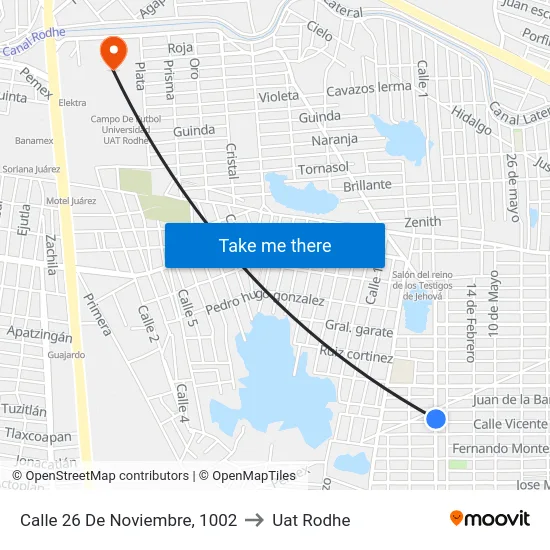 Calle 26 De Noviembre, 1002 to Uat Rodhe map