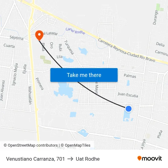 Venustiano Carranza, 701 to Uat Rodhe map