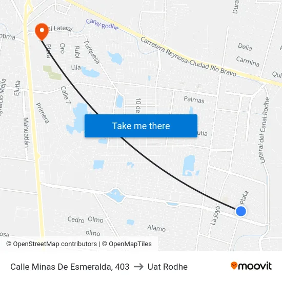 Calle Minas De Esmeralda, 403 to Uat Rodhe map